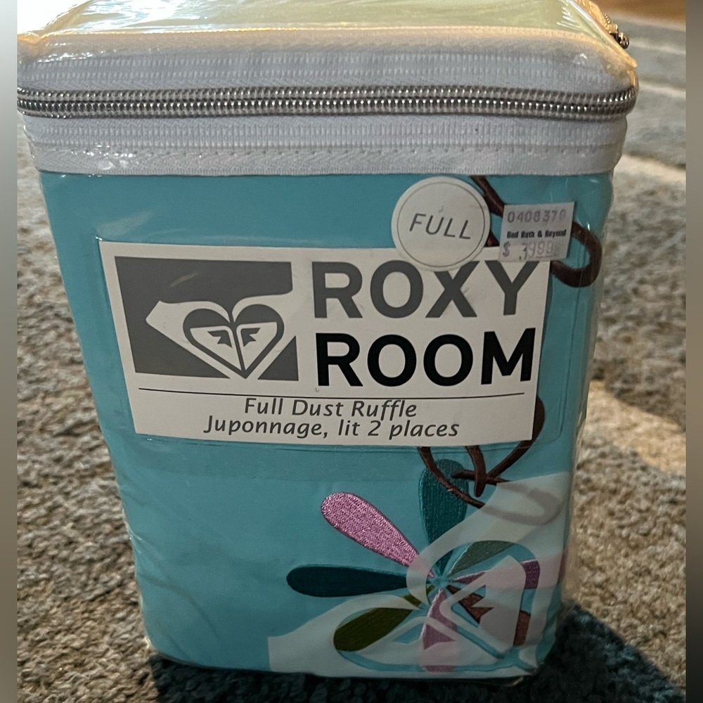 Roxy Room Full Dust Ruffle - Blue and Pink